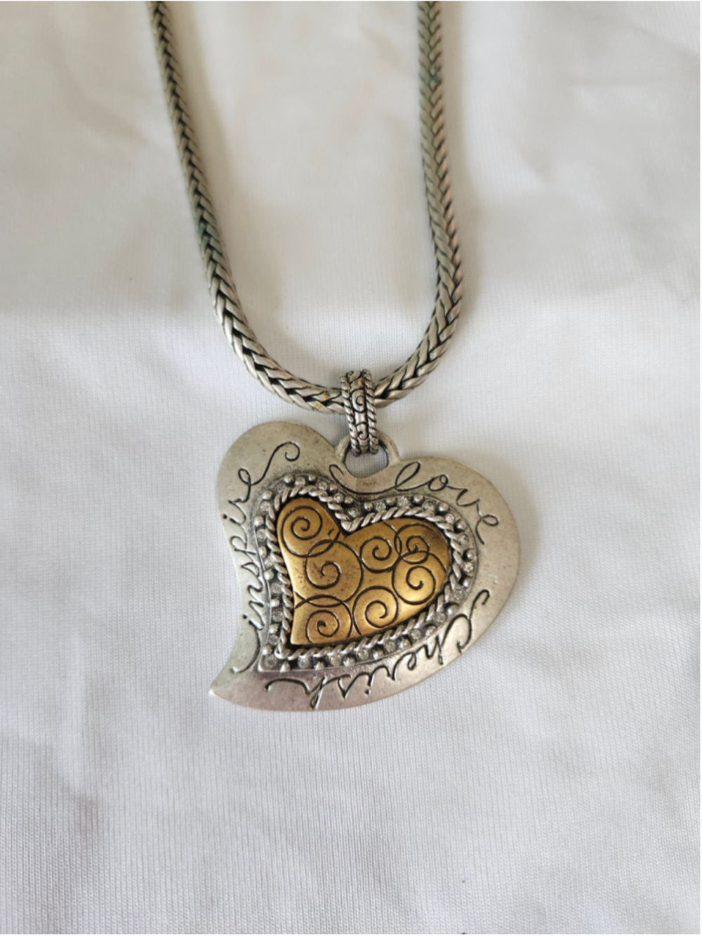 Women's Chico's Silver and Gold Tone Heart Pendant Necklace One Size
